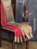 Pure kanjivaram silk saree pink shade and teal blue with zari woven buttas and zari woven border LBX4154