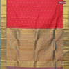 Pure kanjivaram silk saree pink shade and teal blue with zari woven buttas and zari woven border LBX4154