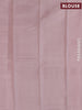 Pure kanjivaram silk saree reddish pink and pastel grey with copper & silver zari woven buttas in borderless style