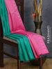 Pure kanjivaram silk saree teal blue and pink shade with silver zari woven buttas in borderless style