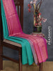 Pure kanjivaram silk saree teal blue and pink with zari woven annam buttas in borderless style