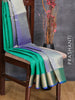 Pure kanjivaram silk saree teal green and blue with plain body and zari woven bavanji border