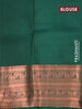 Pure kanjivaram silk saree teal green with zari woven box type buttas and copper zari woven border