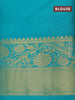 Pure kanjivaram silk saree yellow and teal blue shade with zari woven buttas and floral design zari woven border