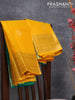 Pure kanjivaram silk saree yellow and teal blue with allover self emboss & zari buttas and zari woven border