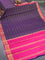 Pure mysore silk saree blue and pink with allover zari woven stripes pattern and zari woven border