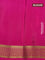 Pure mysore silk saree green shade and pink with allover zari woven stripes pattern and zari woven border