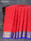 Pure mysore silk saree red and royal blue with allover zari woven buttas and peacock & paisley zari woven border