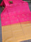 Pure soft silk saree pink and yellow with zari woven floral buttas in borderless style