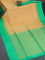 Pure soft silk saree sandal and green with silver & zari geometric weaves and zari woven simple border