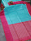 Pure soft silk saree teal blue and dual shade of pinkish orange with allover zari weaves and zari woven simple border