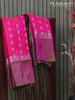 Pure uppada silk saree dual shade of pink and light green with silver zari woven floral buttas and silver zari woven simple border