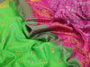 Pure uppada silk saree parrot green and pink with allover silver & gold zari woven buttas and rettapet zari woven border