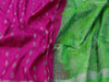 Pure uppada silk saree pink and light green with silver zari woven floral buttas and silver zari woven simple border