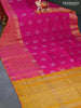 Pure uppada silk saree pink and mustard yellow with silver zari woven annam buttas and zari woven border