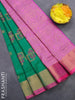 Pure uppada silk saree teal green and pink with thread & zari woven geometric buttas and zari woven border