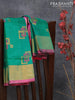 Pure uppada silk saree teal green and pink with thread & zari woven geometric buttas and zari woven border