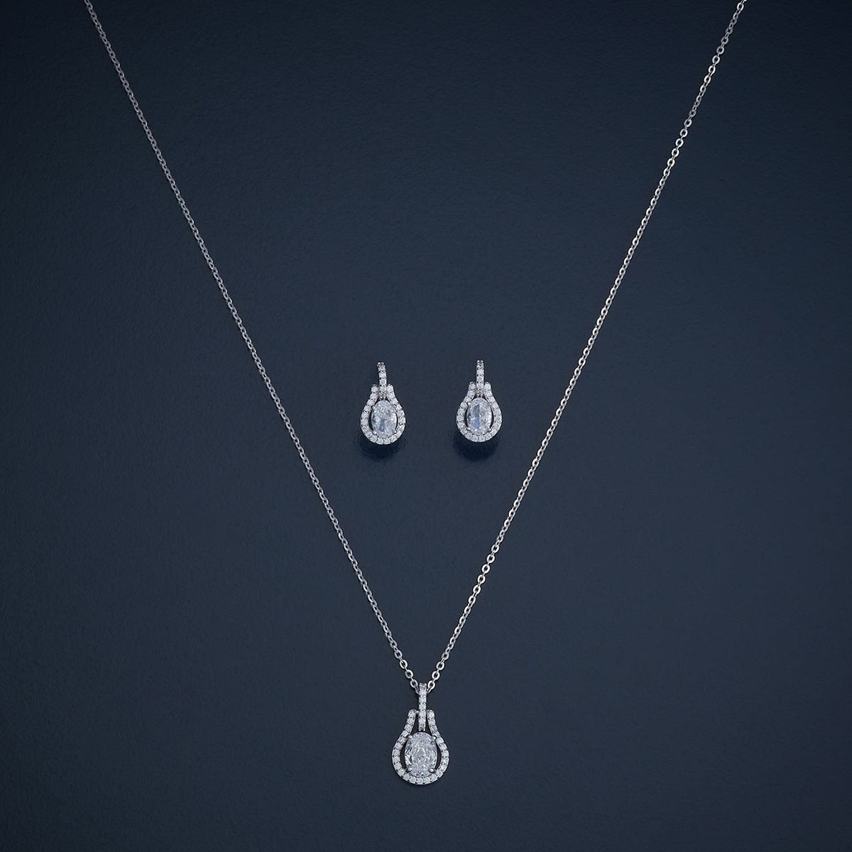 92.5 Silver Pendant with Chain and Earring Set 180986