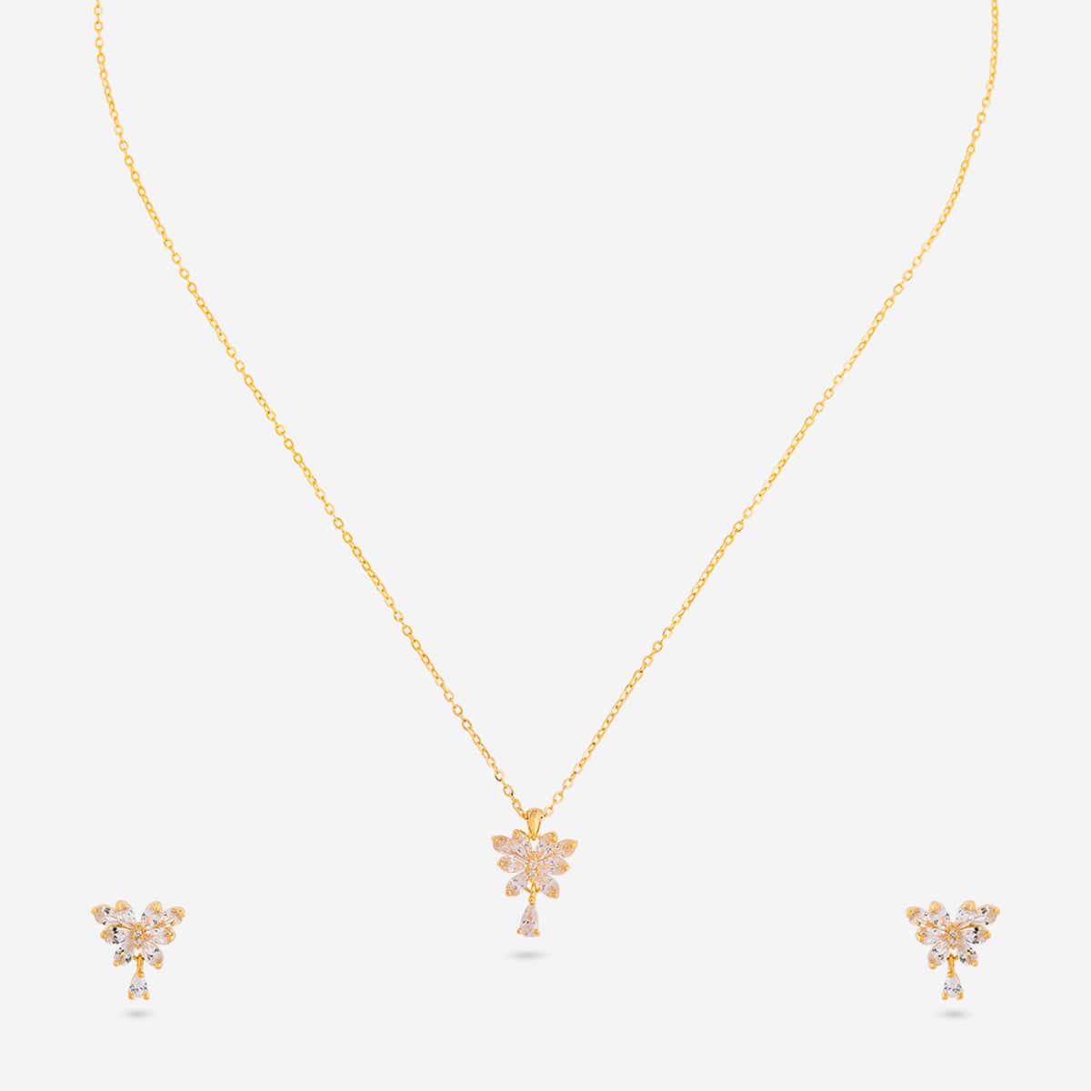 92.5 Silver Pendant with Chain and Earring Set 194617