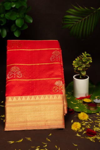 Chanderi Sico Red Saree