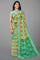 MULTI and SEA GREEN GEOMETRIC LINEN Saree with FANCY