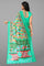 MULTI and SEA GREEN GEOMETRIC LINEN Saree with FANCY