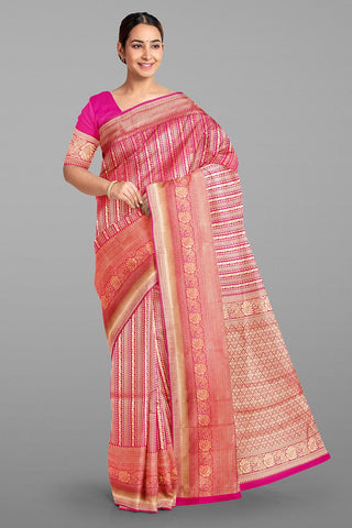 PINK and GOLD PAISLEY WITH JAAL SILK BLEND Saree with BANARASI FANCY