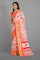 LIGHT PINK and CORAL FLORALS SILK Saree with FANCY