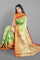 PARROT GREEN and PINK BROCADE SILK Saree with KANCHIPURAM