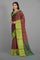 MAROON and MULTI IKKAT PRINT SILK Saree with IKAT