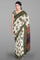 OFF WHITE and DARK GREEN FLORALS SILK Saree with FANCY