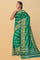 PEACOCK GREEN and GOLD JAAL CHINIYA SILK Saree with BANARASI