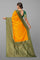 YELLOW and DARK GREEN BUTTIS VISCOSE SILK Saree with BANARASI FANCY