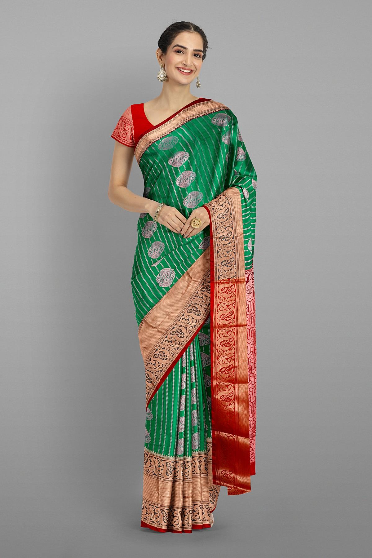 TEAL and MAROON FLORAL JAAL GEORGETTE Saree with FANCY