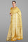 MUSTARD and SILVER CHECKS AND BUTTIS SILK Saree with BANARASI FANCY