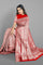 RED and SILVER CHECKS AND BUTTIS SILK Saree with BANARASI FANCY