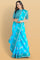 LIGHT BLUE and TEAL LEAF WEAVING SILK Saree with FANCY