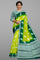 LIME GREEN and DARK GREEN LEAF WEAVING SILK Saree with FANCY