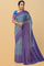 LIGHT BLUE and ROYAL BLUE FLORALS SILK Saree with FANCY