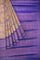 GOLD and ROYAL BLUE LEAF WEAVING SILK Saree with FANCY