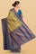 OLIVE GREEN and DARK BLUE LEAF WEAVING SILK Saree with FANCY