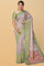 ROSSY BROWN and LIGHT GREEN FLORALS SILK Saree with BANARASI FANCY