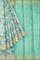GREY and SEA GREEN FLORAL JAAL SILK Saree with FANCY