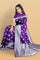 VIOLET and SILVER BIRDS FIGURE WEAVING SILK Saree with FANCY