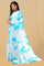 OFF WHITE and BLUE SHIBORI PRINT CHIFFON Saree with FANCY