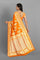 LIGHT ORANGE and GOLD FLORALS SILK BLEND Saree with SEMI PATTU