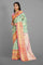 GREEN and PINK FLORAL JAAL SILK BLEND Saree with SEMI PATTU