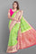 LIGHT GREEN and LIGHT PINK FLORAL JAAL SILK BLEND Saree with SEMI PATTU