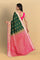 DARK GREEN and PINK BUTTIS SILK BLEND Saree with SEMI PATTU