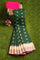 DARK GREEN and PINK BUTTIS SILK BLEND Saree with SEMI PATTU